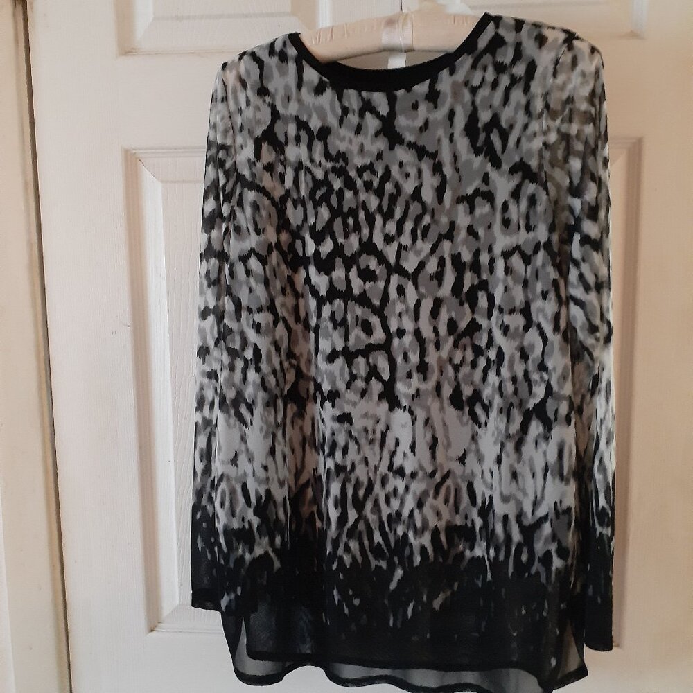 Melanie Lyne Dressy Top Black/Grey/White Size Large